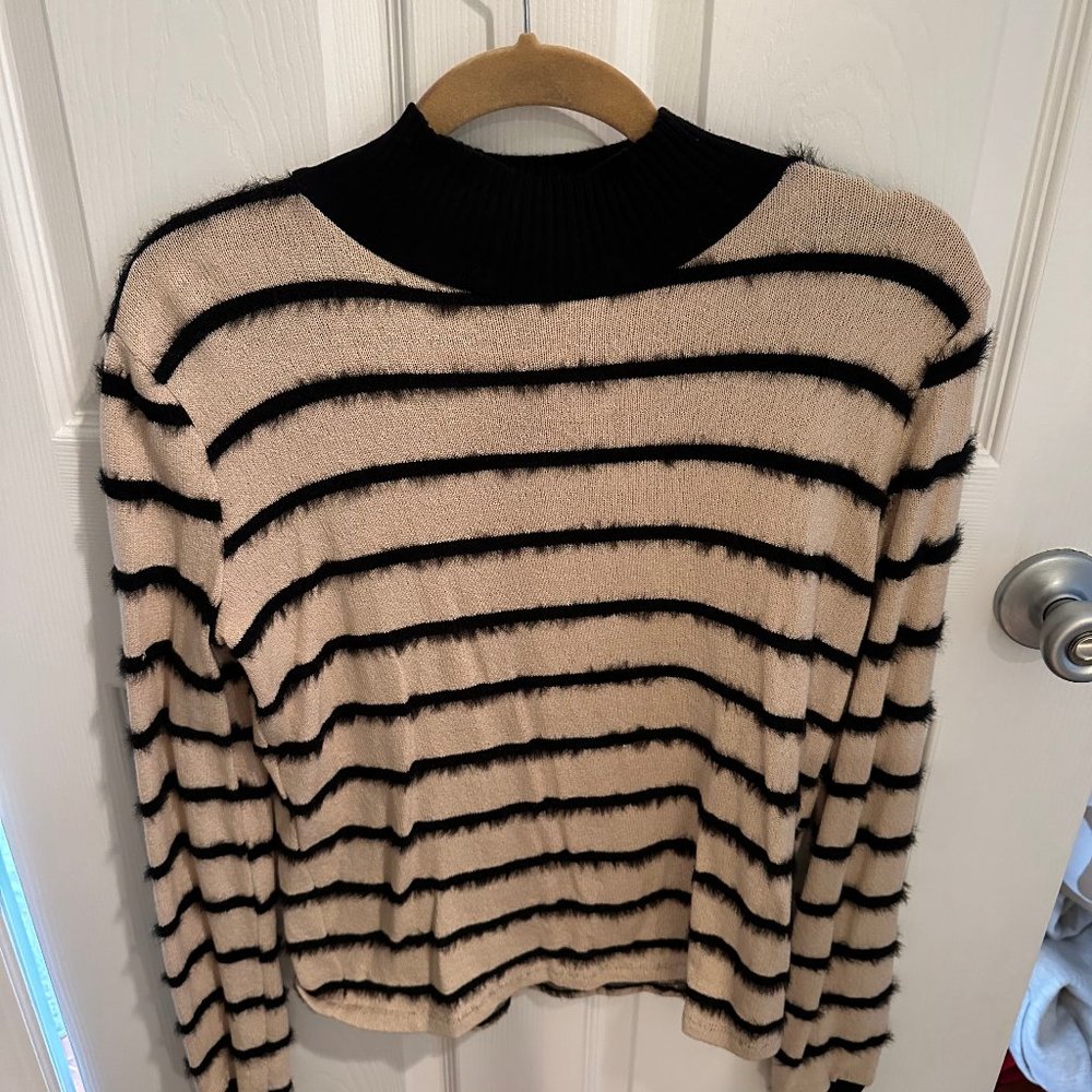 Zara Striped Fuzz Detail Sweater